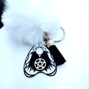 Ouija Board crow Style Keychain With Tassel And Fur.